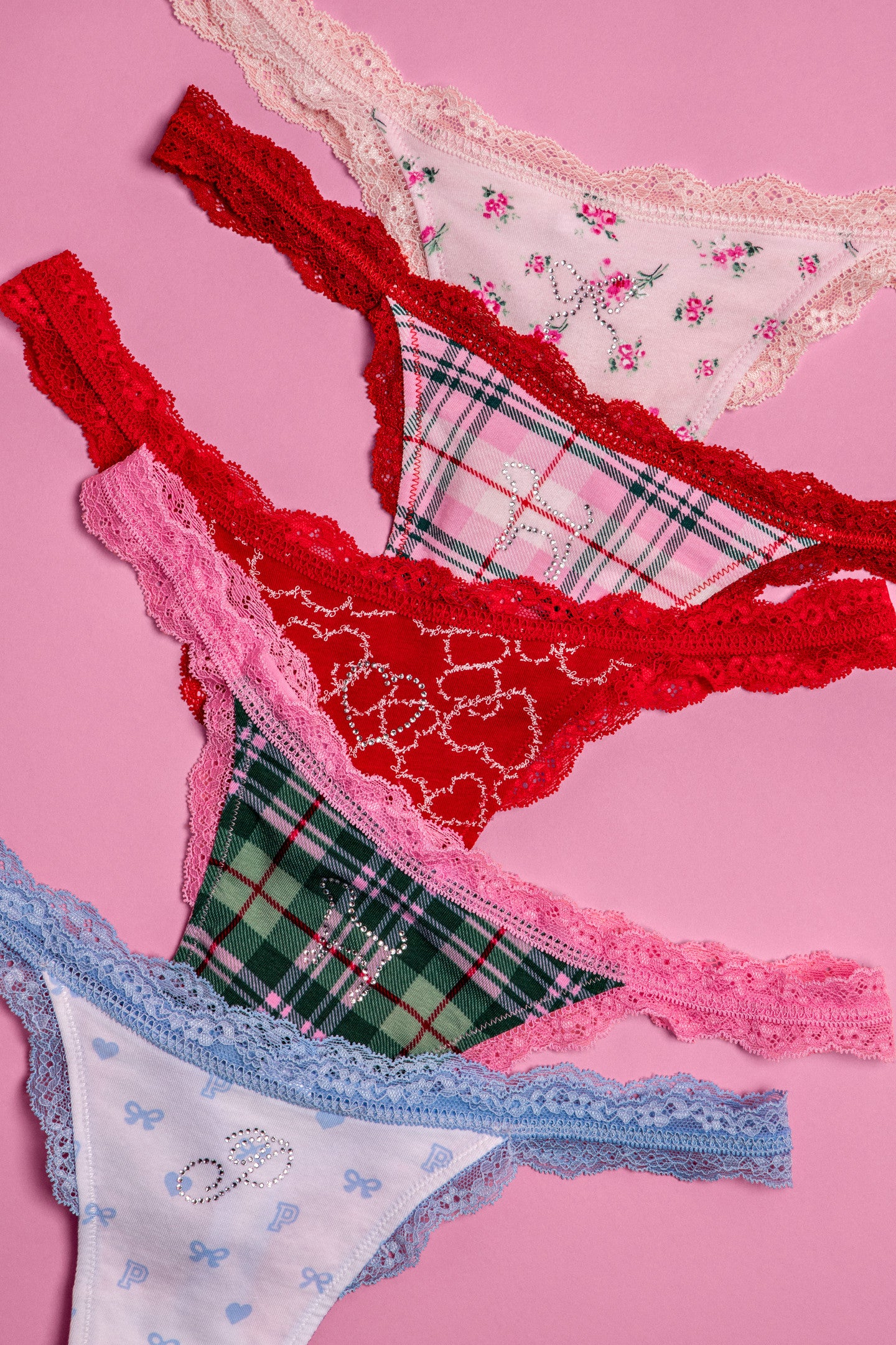 PINK x LoveShackFancy Wink Cotton Thong Panties - Pack of 5 - Image 2