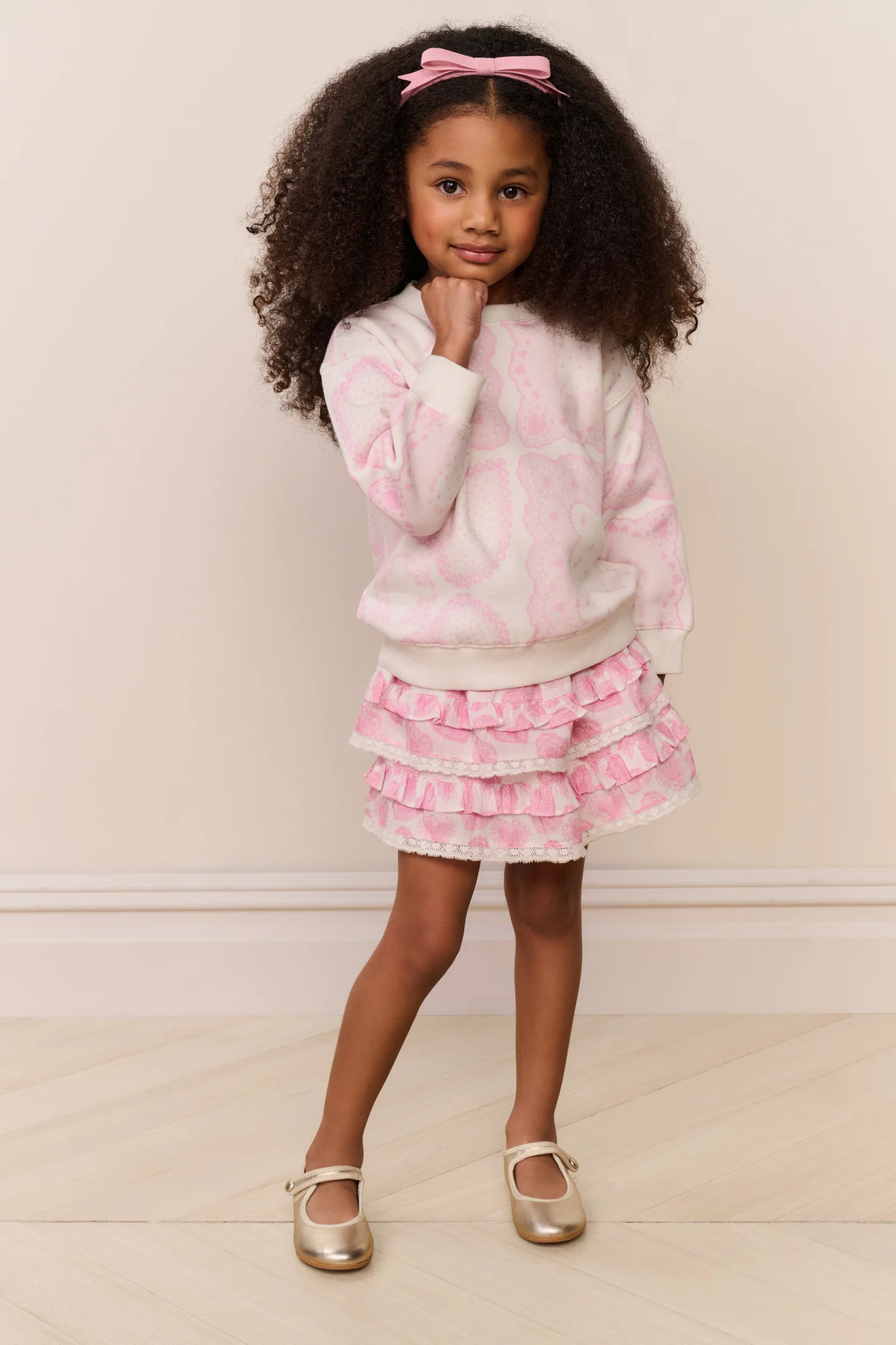 Little Girls Billie Heart Print Skirt - Image 2