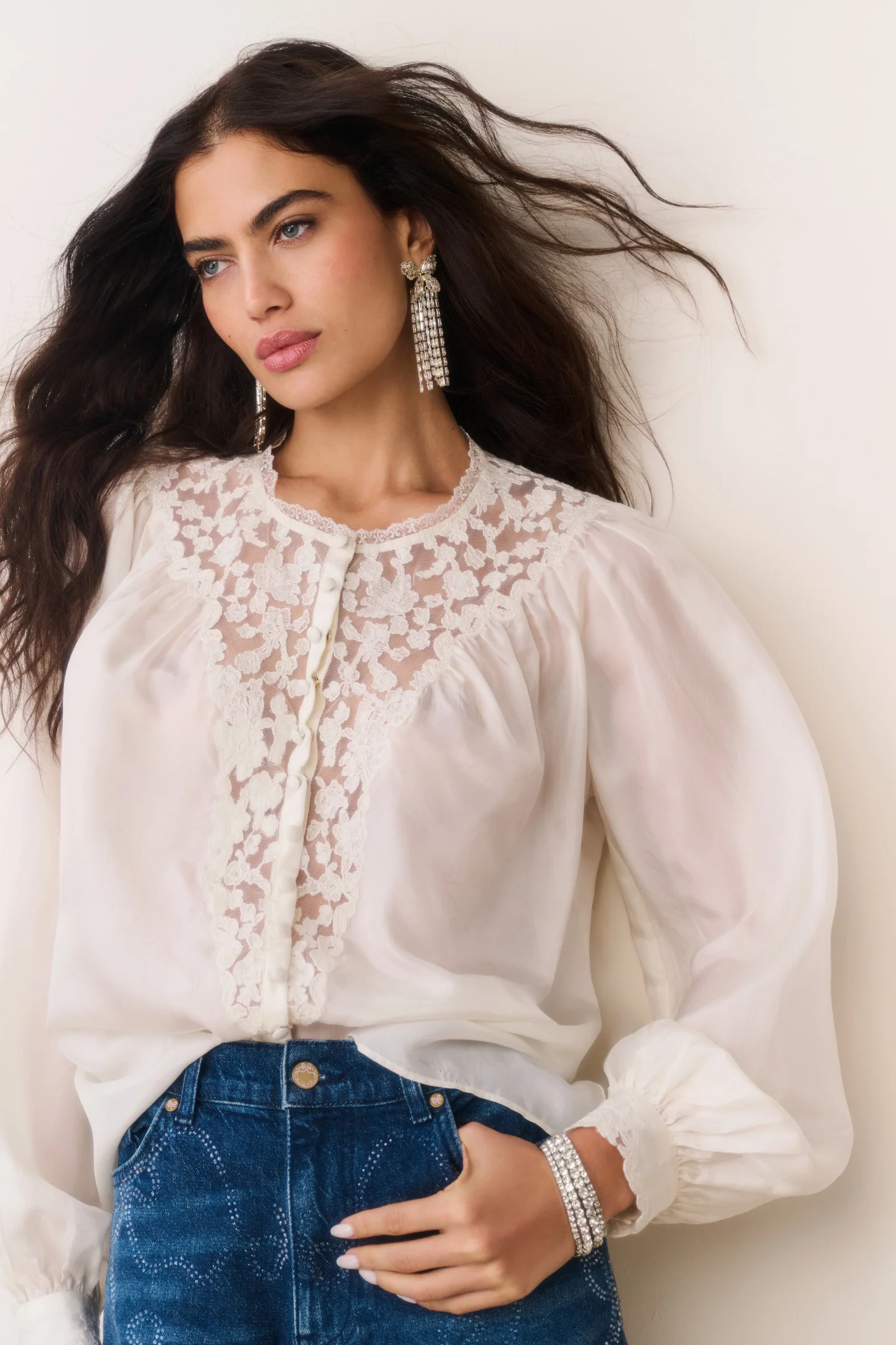 Carine Silk Lace Blouse - Image 2