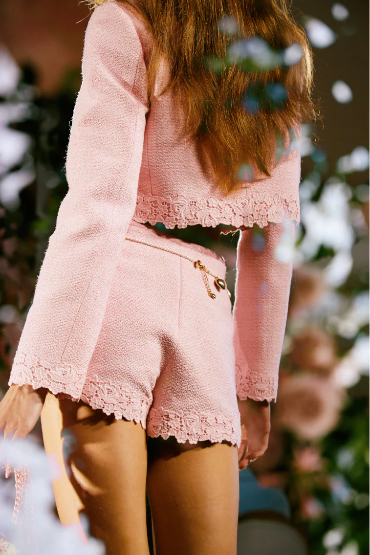 Coralyn Tweed Lace-Trimmed Shorts - Image 4
