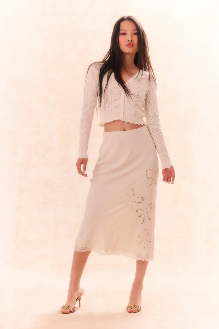 Darion Scallop Lace Bow Midi Skirt - Image 4