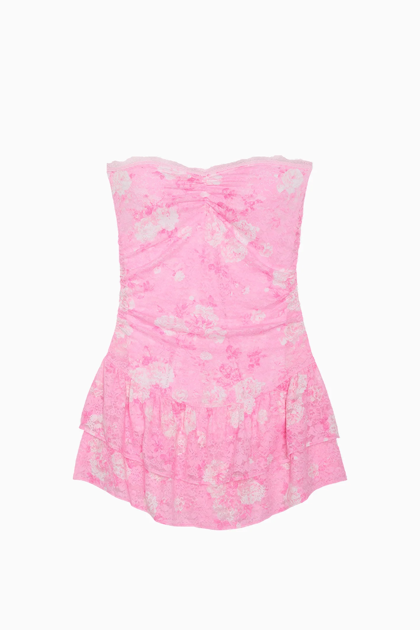 PINK x LoveShackFancy Strapless Lace Mini Dress - EVERBLOOMING PINK - Image 4