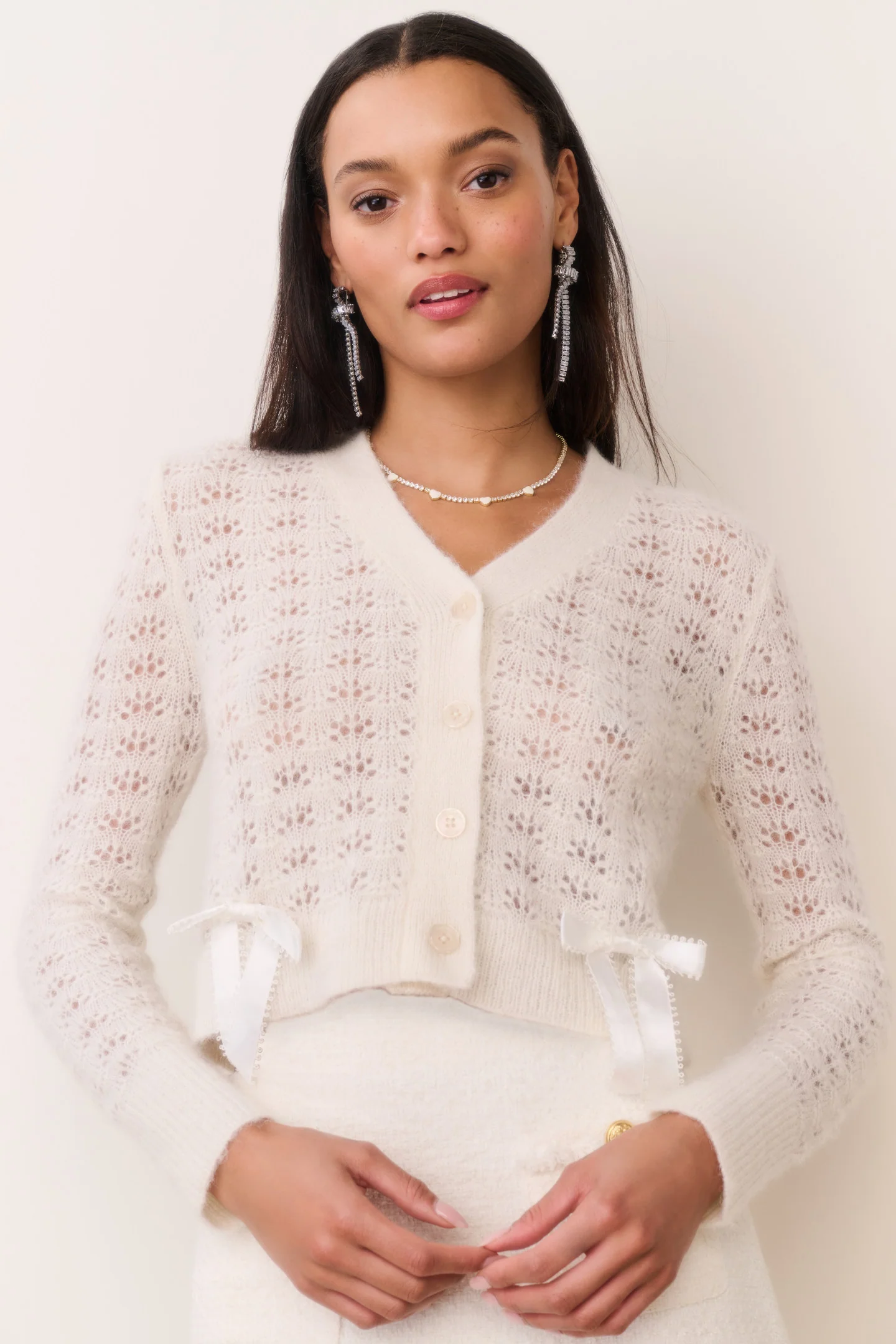 Lilly Alpaca-Blend Bow Cardigan