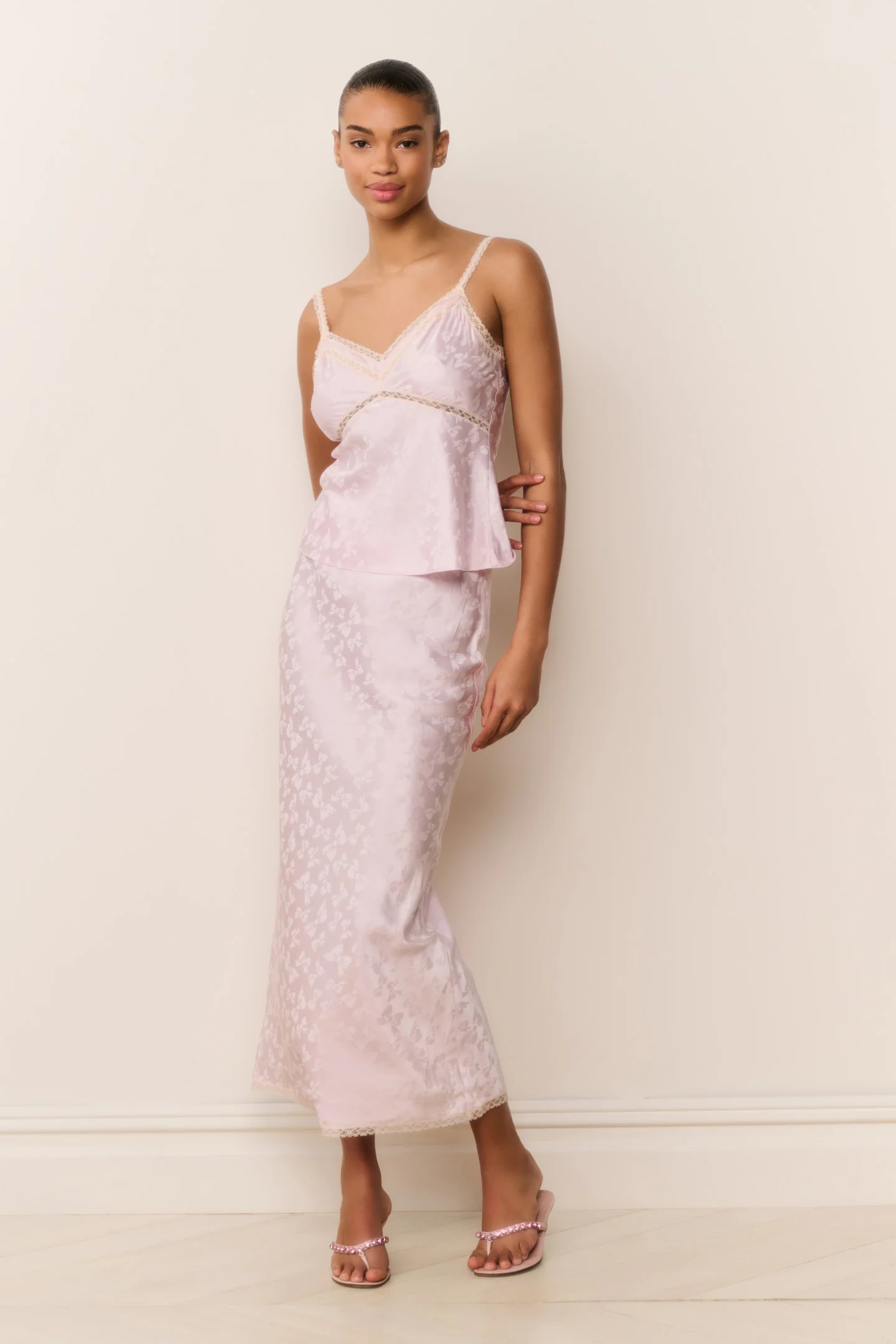 Lirena Silk-Blend Bow Jacquard Top - Image 2