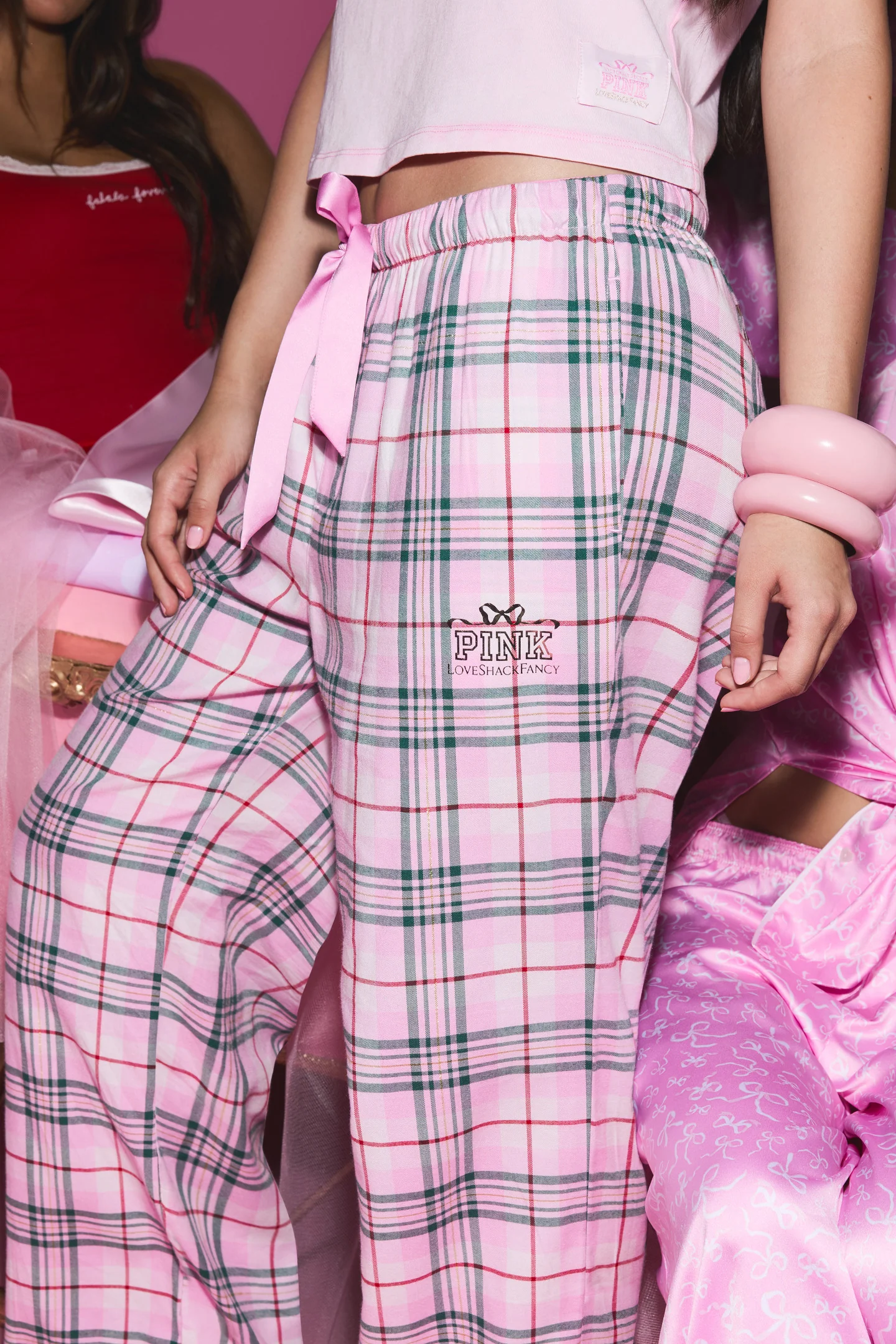 PINK x LoveShackFancy Pink Lurex Stripe Flannel PJ Pant - Image 3
