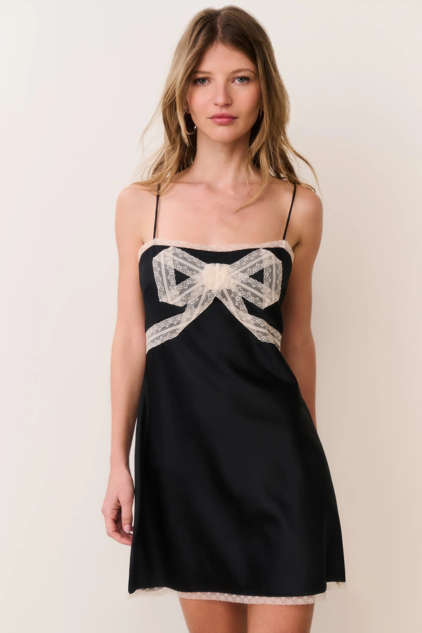 Mirelis Lace Bow Crepe Mini Dress - Image 4
