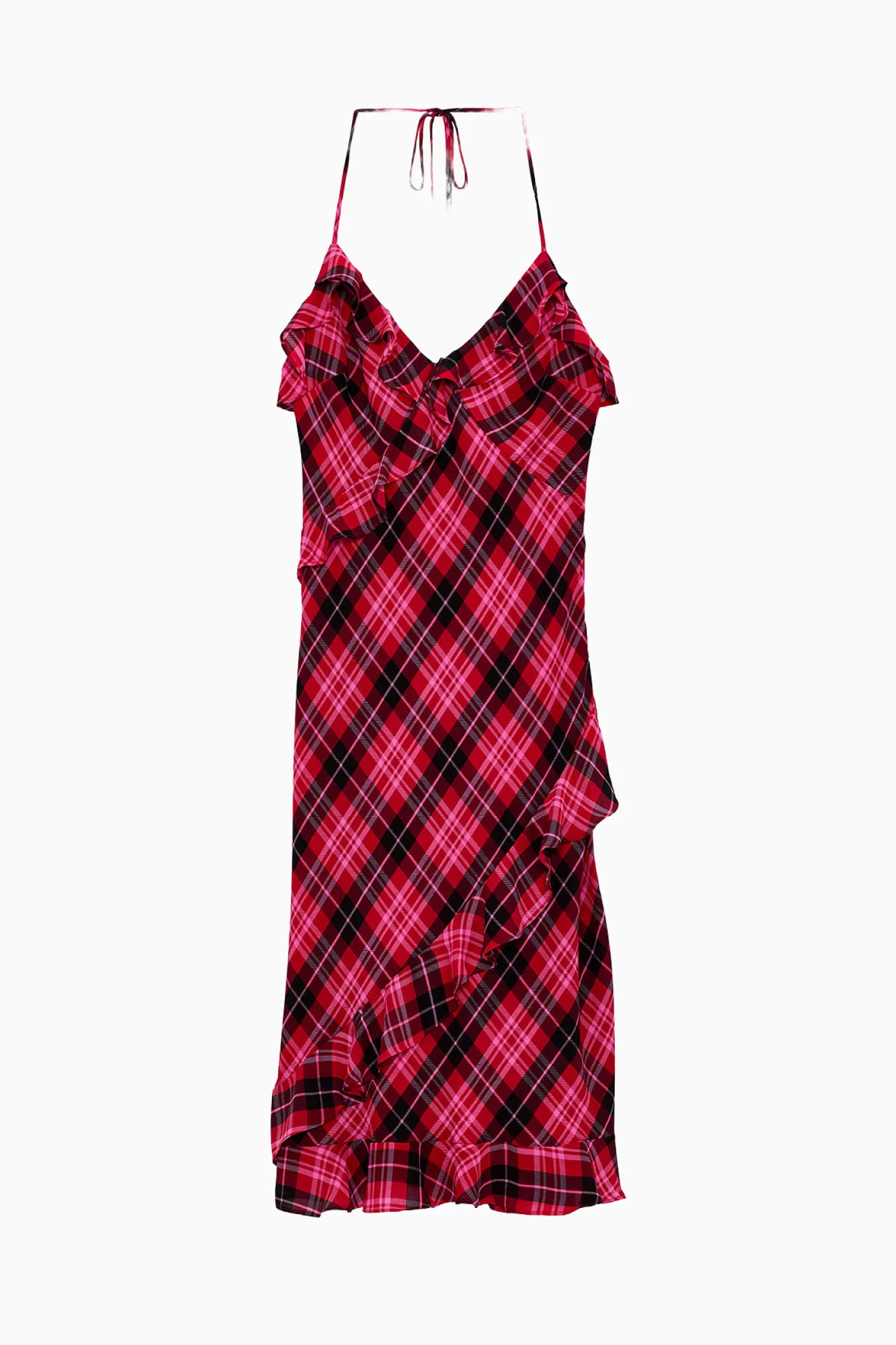 PINK x LoveShackFancy Printed Chiffon Cascade Ruffle Midi Dress - Image 3