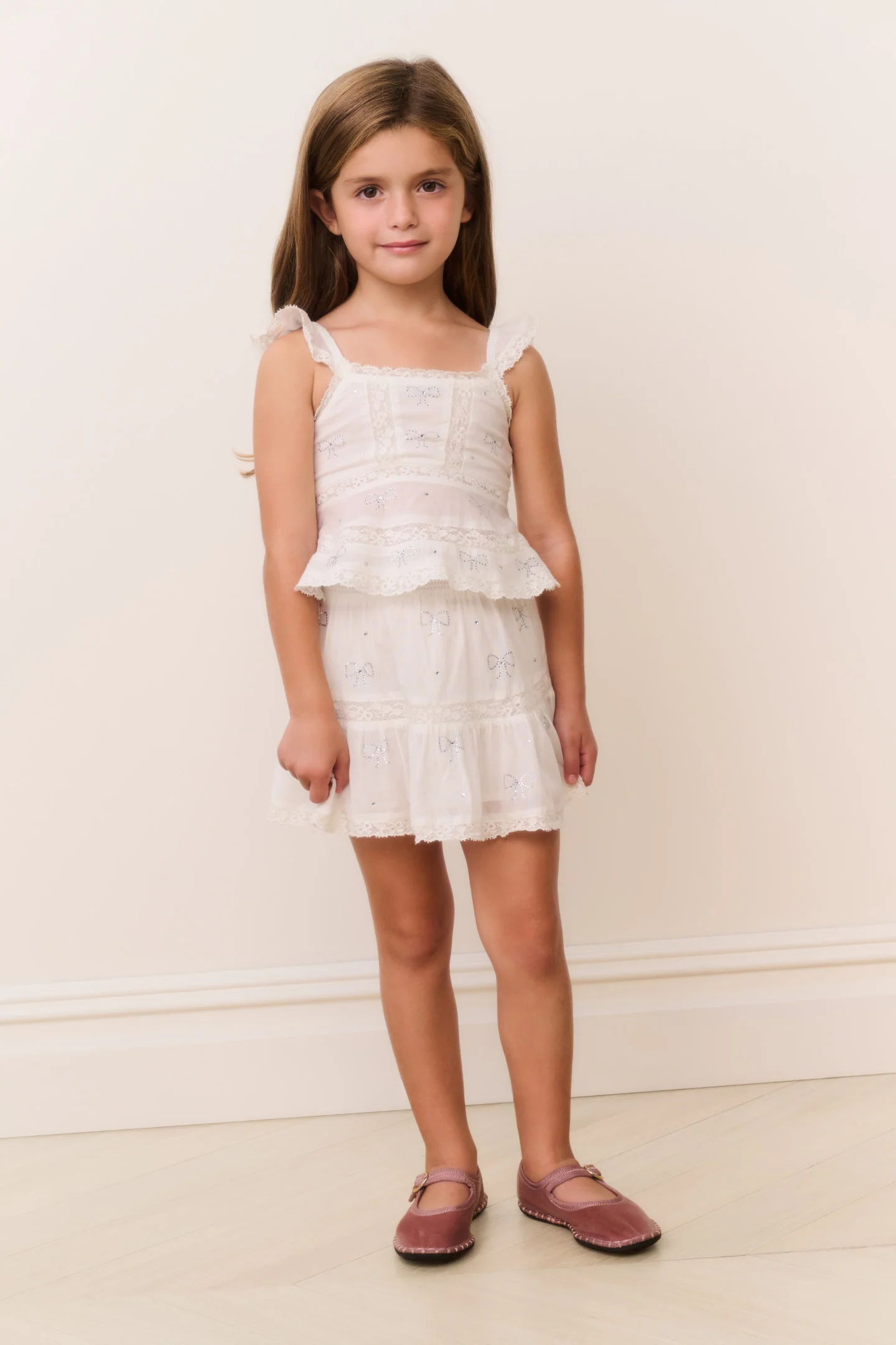 Little Girls Silano Crystal Bow Cotton Skirt
