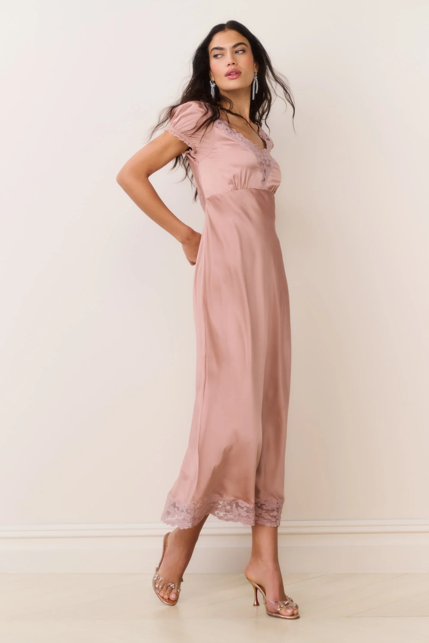Taylis Satin Lace Maxi Dress - Image 8